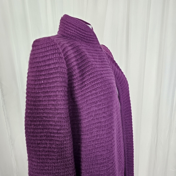 Vintage Charlotte 100% Shetland Wool purple knit duster sweater high neck small - Picture 6 of 10